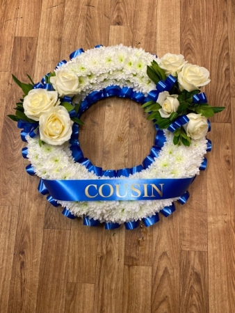 Blue and White Wreath