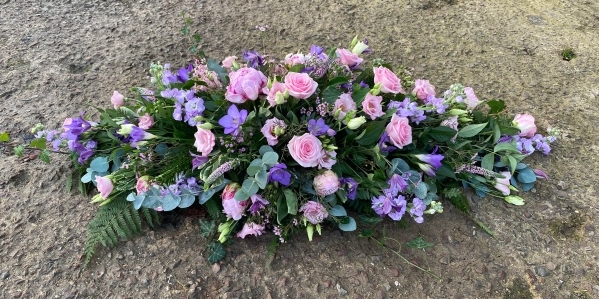 Lilac and Pink Coffin Spray